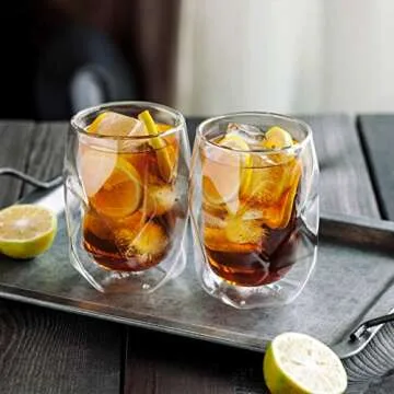 BTaT Double Wall Insulated Glass Mug Set of 4 - 12oz