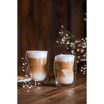 BTaT Double Wall Insulated Glass Mug Set of 4 - 12oz