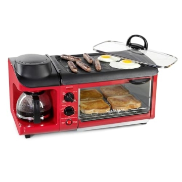 Nostalgia 3-in-1 Breakfast Station: Coffee Maker, Non-Stick Griddle & Toaster
