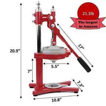 Zaksenberg Commercial Citrus Juicer Manual Presser: Press Freshly Squeezed Orange, Lime, Lemon, Grapefruit & Pomegranate Juice Like a Professional Chef. XXL Extractor. Enameled Iron Fruit Juicers