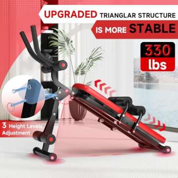 Bigzzia Adjustable Full Body Ab Exercise Bench for Home