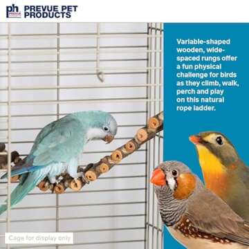 Prevue Pet Products Naturals Rope Ladder Bird Toy for Climbing Fun in Your Cage