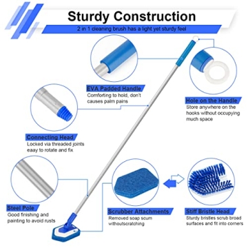 Lalafancy Bathroom Scrubber with 50 Inch Extendable Handle