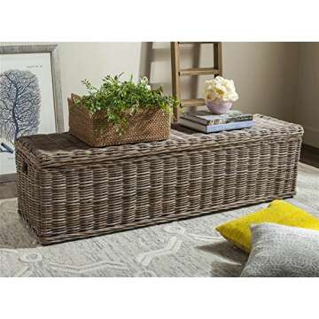 SAFAVIEH Home Collection Caius Natural Wicker Storage Bench