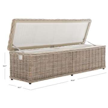 SAFAVIEH Home Collection Caius Natural Wicker Storage Bench