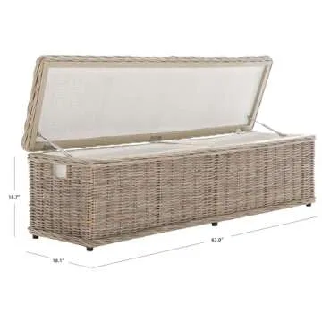 SAFAVIEH Home Collection Caius Natural Wicker Storage Bench