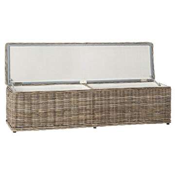 SAFAVIEH Home Collection Caius Natural Wicker Storage Bench