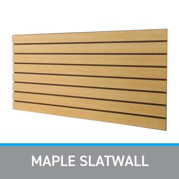 SSWBasics 4 ft x 2 ft Horizontal Maple Slatwall Easy Organizer Panels (24" H x 48" L) - Pack of 2 - Perfect for Retail Store, Garage Wall, and Craft Storage Organization