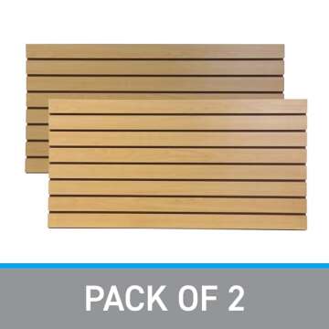 SSWBasics 4 ft x 2 ft Horizontal Maple Slatwall Easy Organizer Panels (24" H x 48" L) - Pack of 2 - Perfect for Retail Store, Garage Wall, and Craft Storage Organization