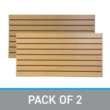 SSWBasics 4 ft x 2 ft Horizontal Maple Slatwall Easy Organizer Panels (24" H x 48" L) - Pack of 2 - Perfect for Retail Store, Garage Wall, and Craft Storage Organization