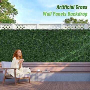Moeput 12PCS Grass Wall Panels - Artificial Greenery Backdrop for Indoor & Outdoor Decor