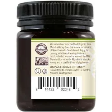 Wedderspoon Raw Organic Manuka Honey KFactor 16+ 8.8 Oz