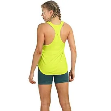 icyzone Workout Tank Tops for Women - Athletic Yoga Tops, Racerback Running Tank Top Loose Fit (Neon Pink/Neon Yellow,L)