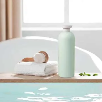 UMETASS 13.5 oz Plastic Travel Shampoo Bottles, Refillable Flip Cap Squeeze Bottles for Toiletries, Large Leakage-proof Travel Shampoo and Conditioner Container (Blue and Green)