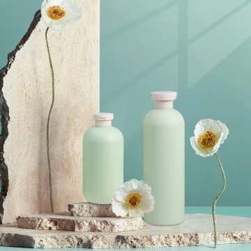 UMETASS 13.5 oz Plastic Travel Shampoo Bottles, Refillable Flip Cap Squeeze Bottles for Toiletries, Large Leakage-proof Travel Shampoo and Conditioner Container (Blue and Green)