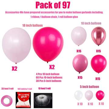 FUNPRT Pink Balloon Garland - Metallic Rose Gold Pink White Latex Balloons - for Pink Theme Party Gi...