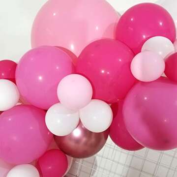 FUNPRT Pink Balloon Garland - Metallic Rose Gold Pink White Latex Balloons - for Pink Theme Party Girl Birthday Baby Shower