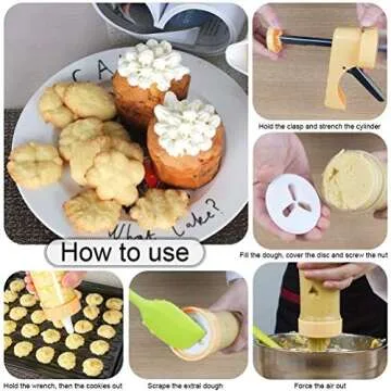 Cookie Press and Decorating Set Included 16 Discs &6 Icing Tips,Multi-size Cookie Cutter Set 10 PCS (Biscuit Bread Fondant Cutters)