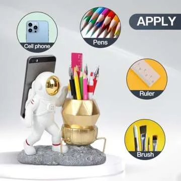 Galaxy-Inspired Astronaut Pen Holder with Phone Stand