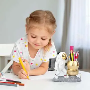 Galaxy-Inspired Astronaut Pen Holder with Phone Stand