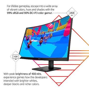 HP OMEN 32c QHD 165Hz Curved Gaming Monitor, QHD Display (2560 x 1440), VA Panel, 99% sRGB, 90% DCI-P3, 16:9, AMD FreeSync Premium Technology, 32c (2023)