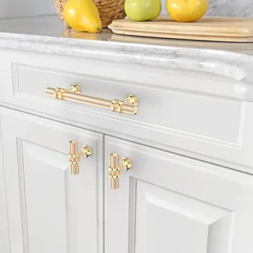 Asidrama 10 Pack Brushed Brass Cabinet Pulls for Kitchens