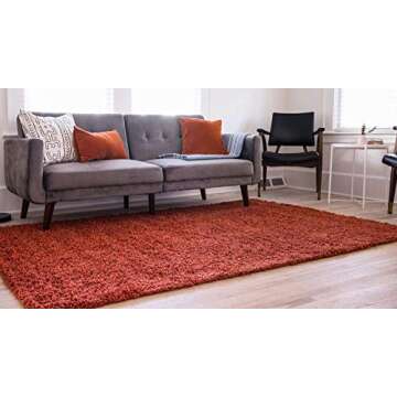 Unique Loom Solid Shag Collection Area Rug (4' 1" x 6' 1" Rectangle, Terracotta)