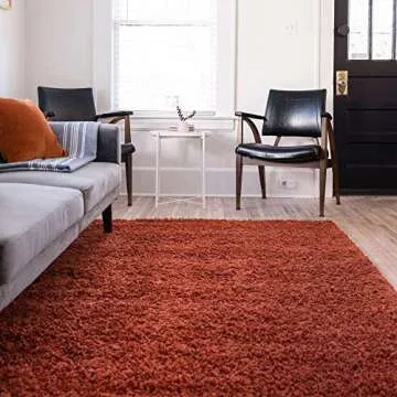 Unique Loom Solid Shag Collection Area Rug (4' 1" x 6' 1" Rectangle, Terracotta)