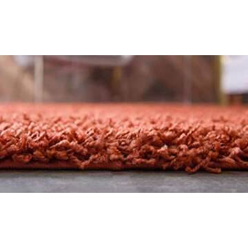 Unique Loom Solid Shag Collection Area Rug (4' 1" x 6' 1" Rectangle, Terracotta)