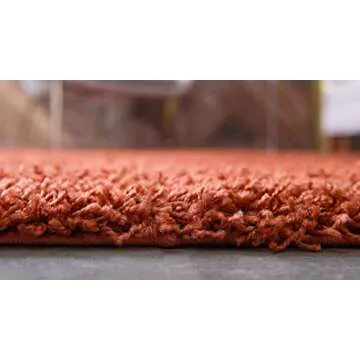 Unique Loom Solid Shag Collection Area Rug (4' 1" x 6' 1" Rectangle, Terracotta)