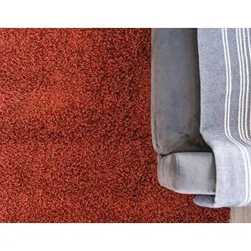 Unique Loom Solid Shag Collection Area Rug (4' 1" x 6' 1" Rectangle, Terracotta)