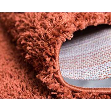 Unique Loom Solid Shag Collection Area Rug (4' 1" x 6' 1" Rectangle, Terracotta)