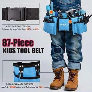 REXBETI Young Builder's Tool Set for Home DIY Fun