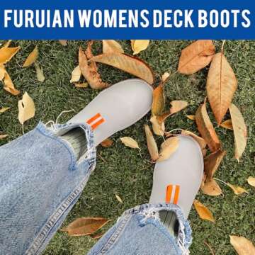 Women's Deck Boots Ankle Rain Boots Fishing Boots Rubber Waterproof Garden Boots Slip-Resistant Outdoor Work Shoes, Grey, Size 7