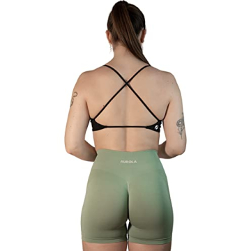 AUROLA Mars Workout Sports Bras Women Athletic Removable Padded Backless Strappy Criss Cross Light Low Support Gym Fitness Yoga Crop Bra