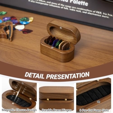 Elegant Guitar Pick Holder Set with Wooden Picks and Unique Design