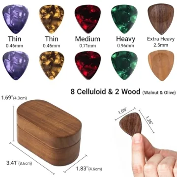 Guitar Pick Holder Set - Elegant Wood Picks Included