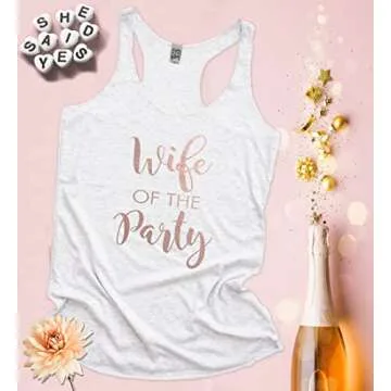 It's Your Day Clothing Rose Gold Wife of The Party Bride Bridesmaid Womens Racerback Tank