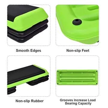 Goplus 43'' Adjustable Fitness Aerobic Step Stepper Platform 4" - 6" - 8" Non-Stick Surface W/Risers (Green)