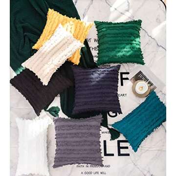 Set of 2 Striped Fringes Boho Decorative Throw Pillow Covers Set, Cotton Linen Jacquard Pillow Cases for Couch Sofa Bedroom Living Room, Home Decor Lumbar Pillowcase, 12x20 Inch, Black