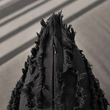 Set of 2 Striped Fringes Boho Decorative Throw Pillow Covers Set, Cotton Linen Jacquard Pillow Cases for Couch Sofa Bedroom Living Room, Home Decor Lumbar Pillowcase, 12x20 Inch, Black