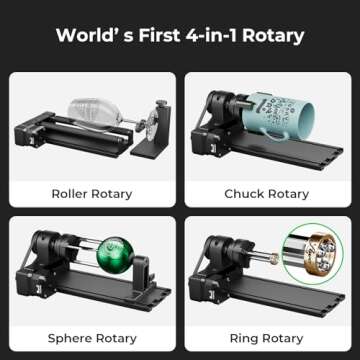 xTool D1 Pro Class 4 20000mW(20W) Laser Engraver 4-in-1 Rotary Roller Kit for Glass Tumbler Ring, Laser Engraving Machine for Wood, Metal, Laser Engraver and Cutter Machine for Small Business DIY
