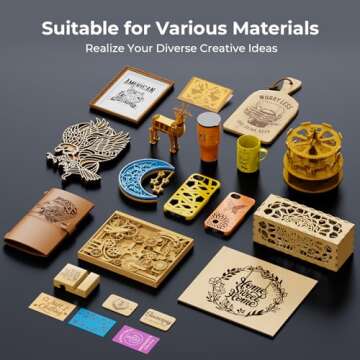 xTool D1 Pro Class 4 20000mW(20W) Laser Engraver 4-in-1 Rotary Roller Kit for Glass Tumbler Ring, Laser Engraving Machine for Wood, Metal, Laser Engraver and Cutter Machine for Small Business DIY