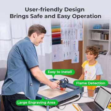 xTool D1 Pro Class 4 20000mW(20W) Laser Engraver 4-in-1 Rotary Roller Kit for Glass Tumbler Ring, Laser Engraving Machine for Wood, Metal, Laser Engraver and Cutter Machine for Small Business DIY