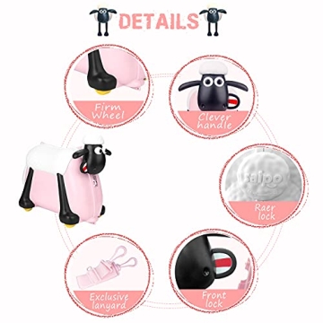 Shaun the Sheep Kids Ride-On Suitcase Pink for Fun Travel