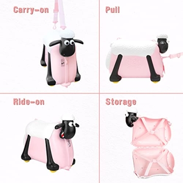Shaun the Sheep Kids Ride-On Suitcase Pink for Fun Travel