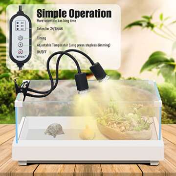Reptile Heat Lamp - Double-Head UVB UVA Timer Lamp for Turtles & Lizards 25W + 50W
