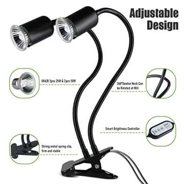 Reptile Heat Lamp with Intelligent Timer & Double Head