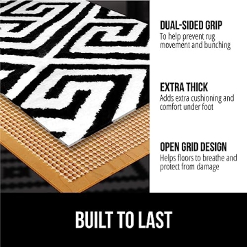 Gorilla Grip Extra Strong Rug Pad Gripper, Grips Keep Area Rugs Safe and in Place, Thick, Slip and Skid Resistant Pads for Hard Floors Under Carpet Mat Cushion and Hardwood Floor Protection 2x8 FT