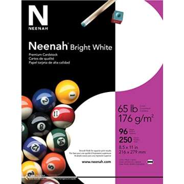 Neenah Premium Cardstock, 8.5" x 11", 65 lb/176 gsm, Bright White, 250 Sheets (91904)